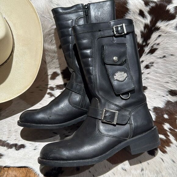 HARLEY-DAVIDSON Booker Motorcycle Riding Boots size 8 A13 - Picture 1 of 11